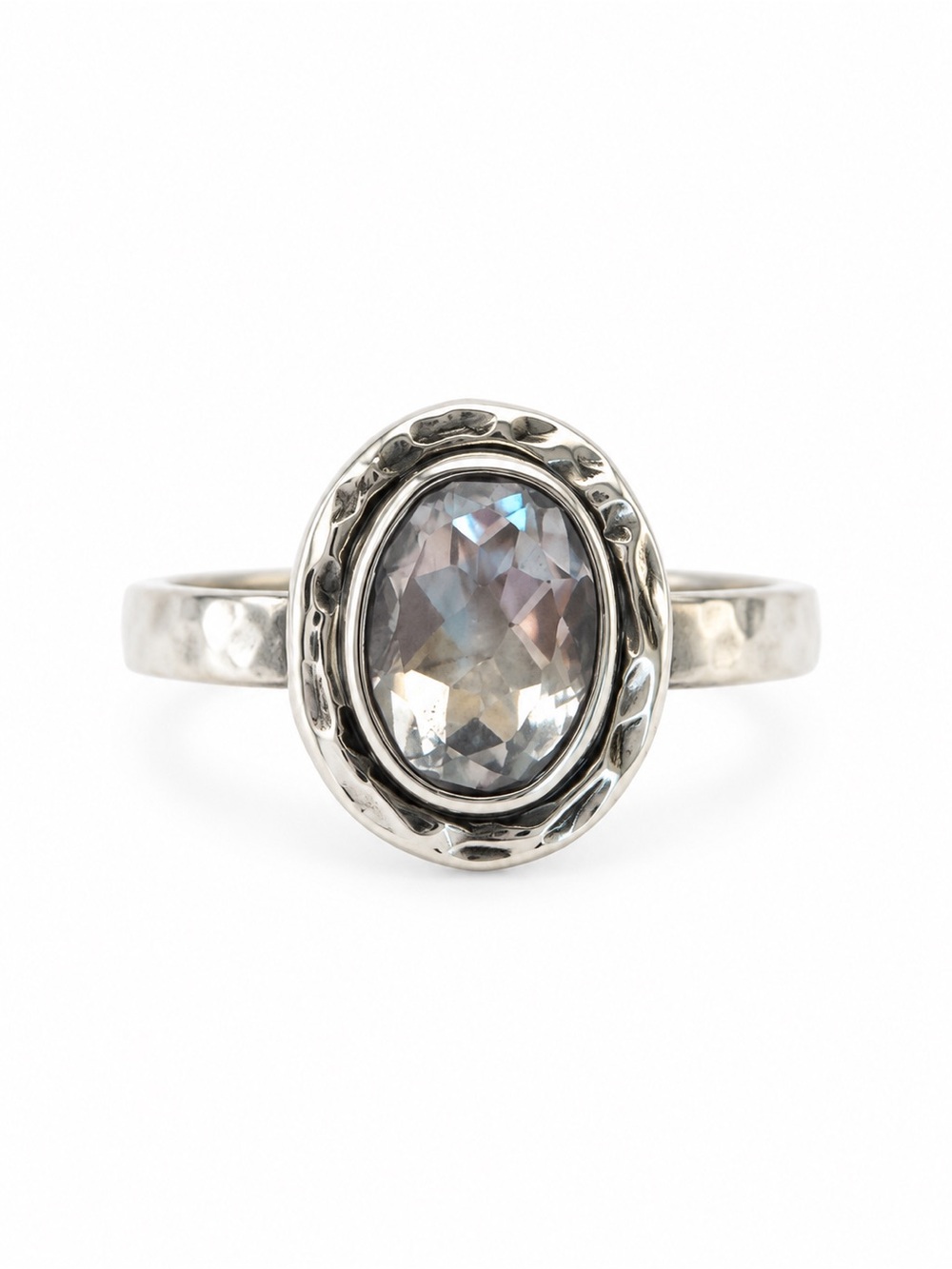 Faceted Moonstone Oval Ring (S925)